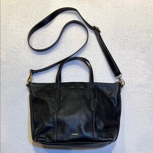 Fossil Black Leather Crossbody Bag